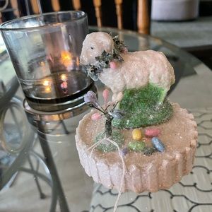 Unique HOLIDAY LAMB ON PEDESTAL! For Decoration!